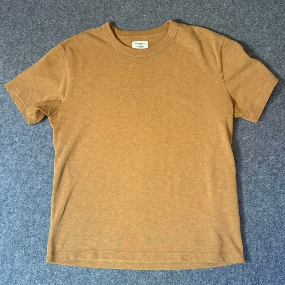 Buck Mason Mens Field-Spec Cotton Heavy Tee Tan Slub Crewneck T-Shirt Large